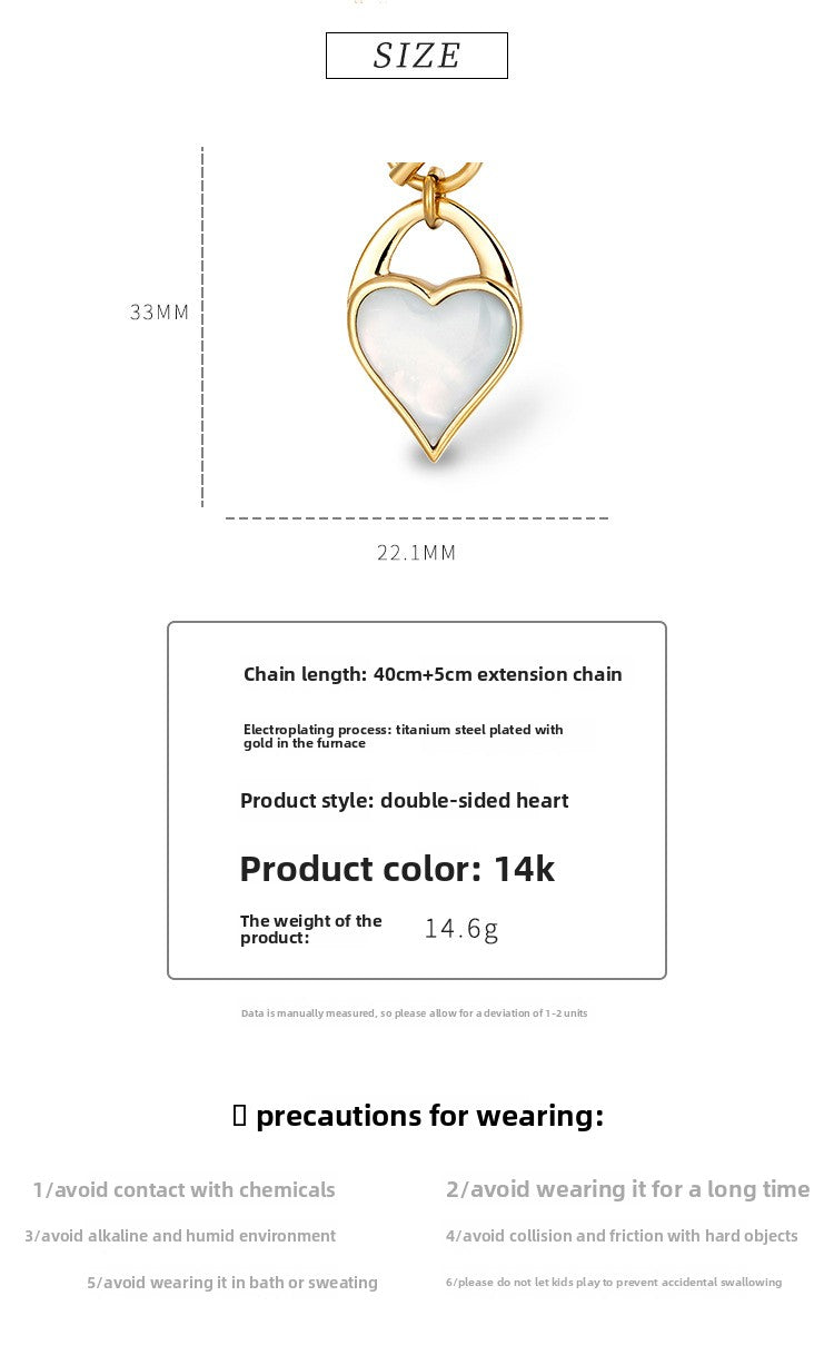 Heart Shape Necklace For Women In Titanium Steel With 14K Real Gold Plated Electroplated Finish