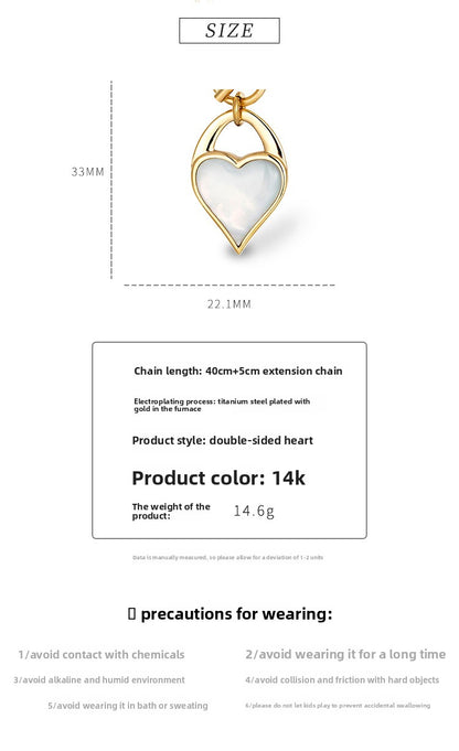 Heart Shape Necklace For Women In Titanium Steel With 14K Real Gold Plated Electroplated Finish