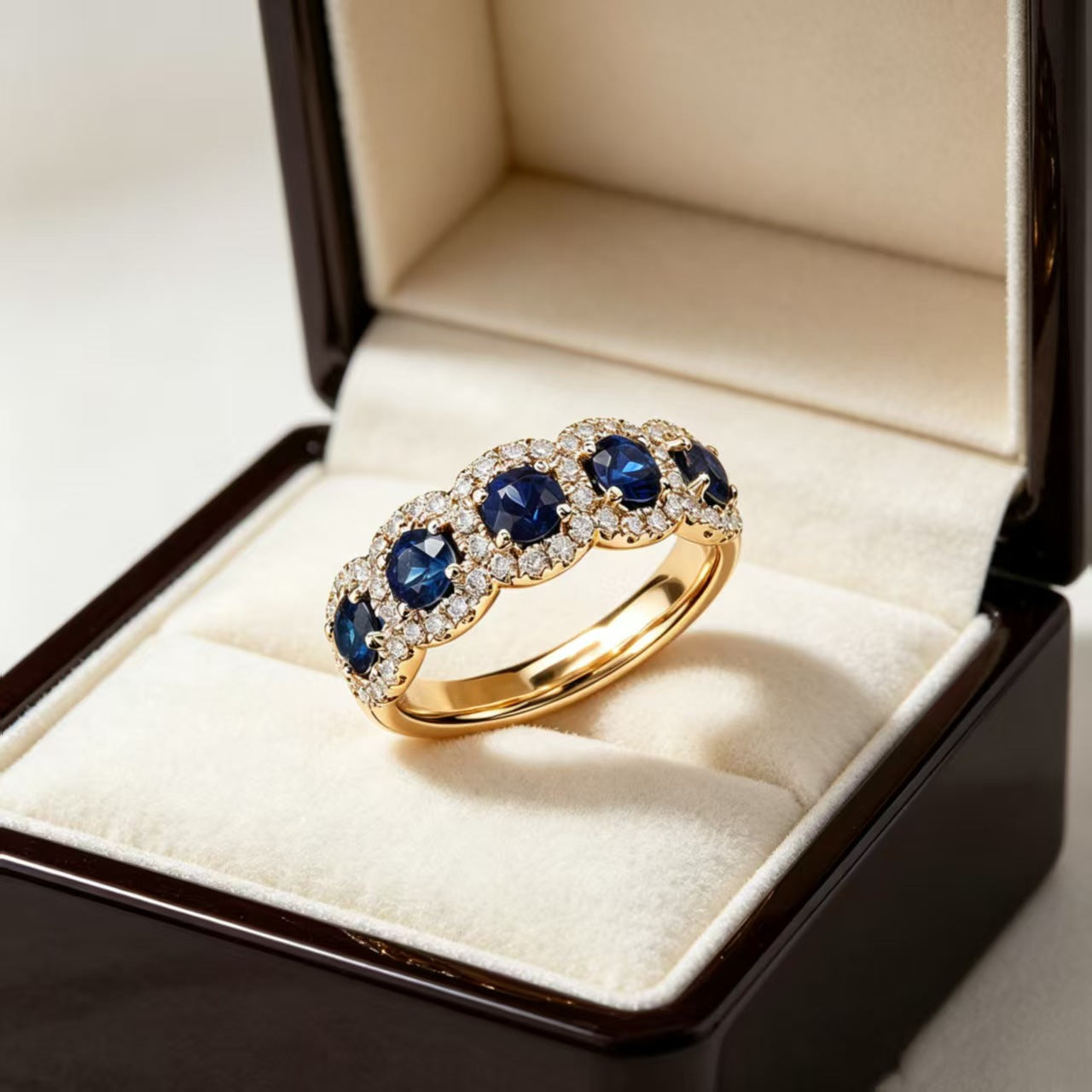 Luxurious Tulips Copper Ring For Women With Zircon Inlay In Gold