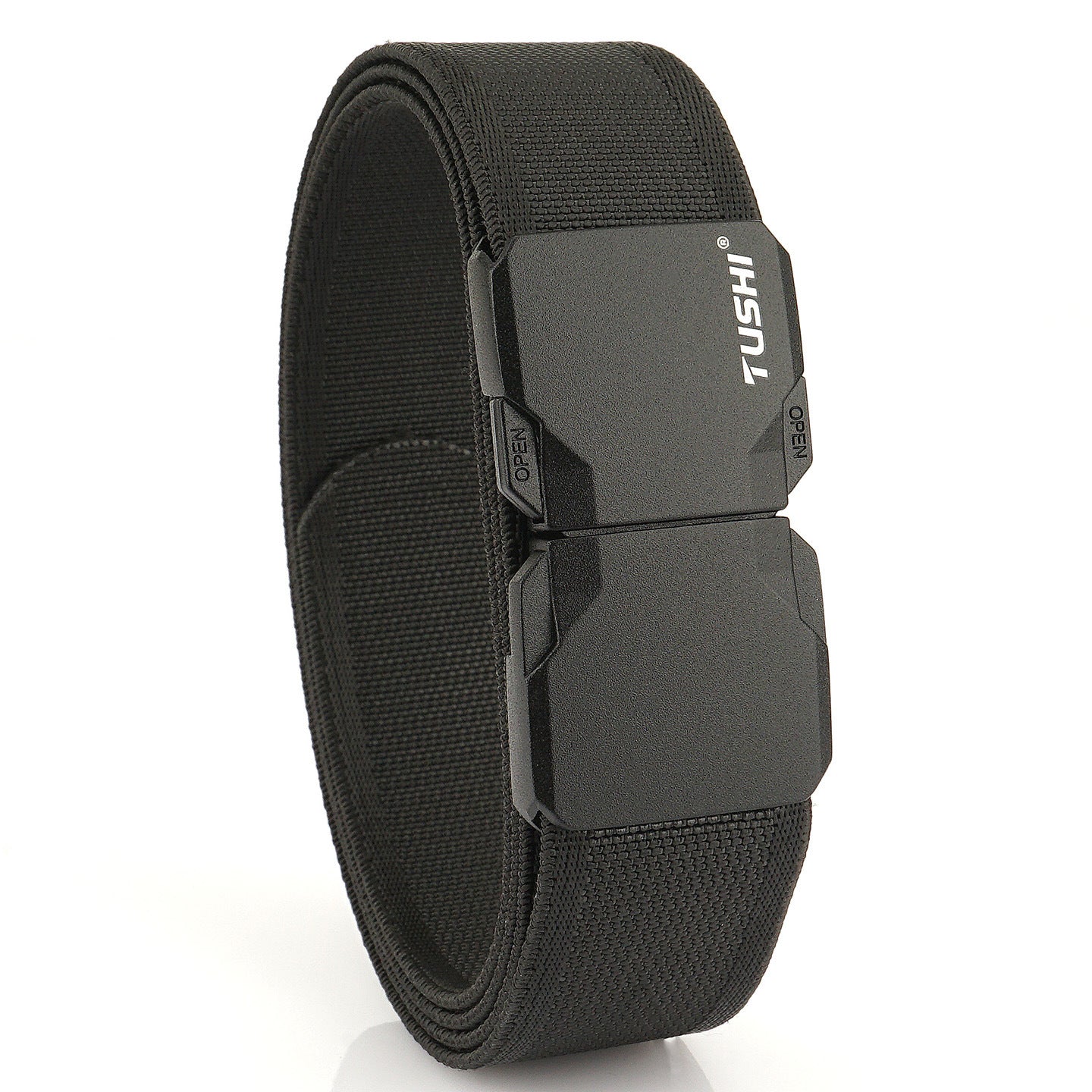 Men's Tactical Commute Belt With Alloy Buckle And Dyed Black Braid Surface Finish