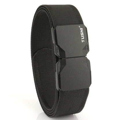 Men's Tactical Commute Belt With Alloy Buckle And Dyed Black Braid Surface Finish