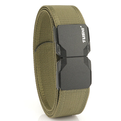 Men's Tactical Commute Belt With Alloy Buckle And Dyed Black Braid Surface Finish