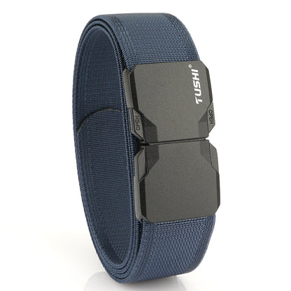 Men's Tactical Commute Belt With Alloy Buckle And Dyed Black Braid Surface Finish