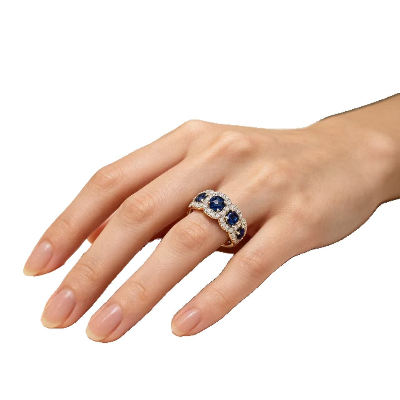 Luxurious Tulips Copper Ring For Women With Zircon Inlay In Gold