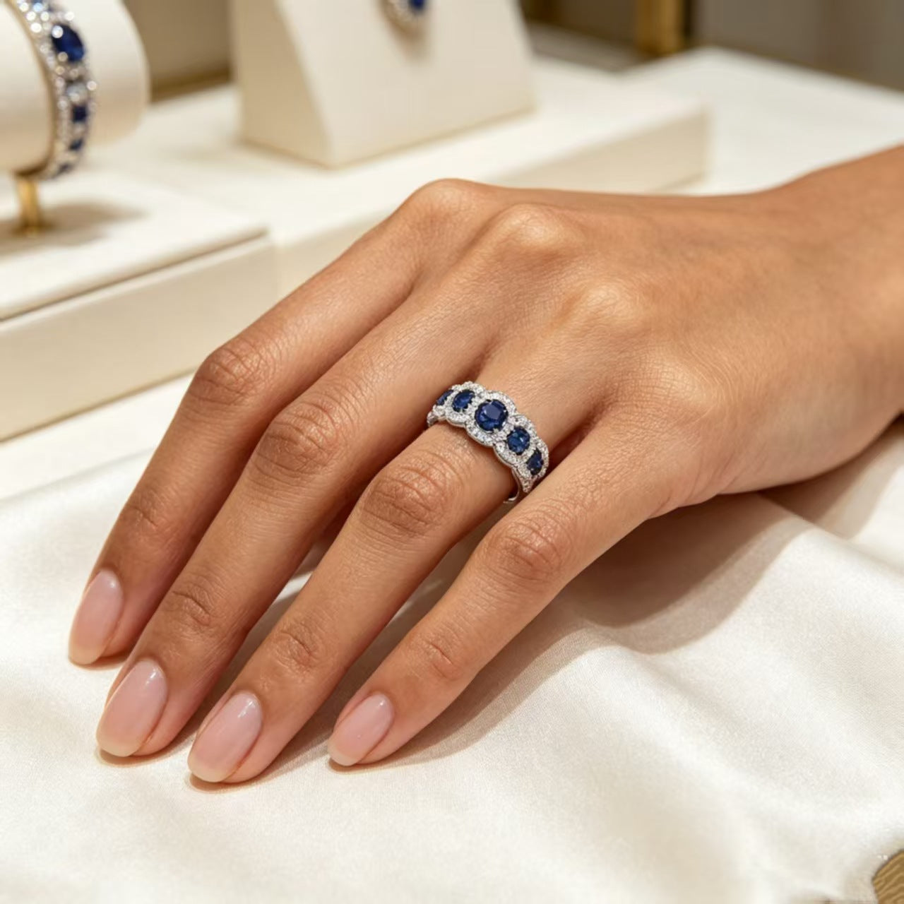Luxurious Tulips Copper Ring For Women With Zircon Inlay In Gold