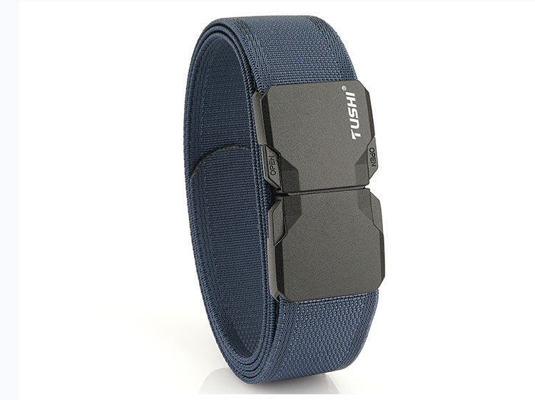 Men's Tactical Commute Belt With Alloy Buckle And Dyed Black Braid Surface Finish