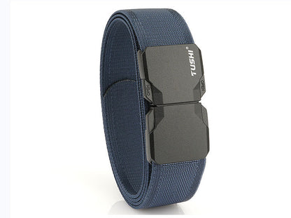 Men's Tactical Commute Belt With Alloy Buckle And Dyed Black Braid Surface Finish