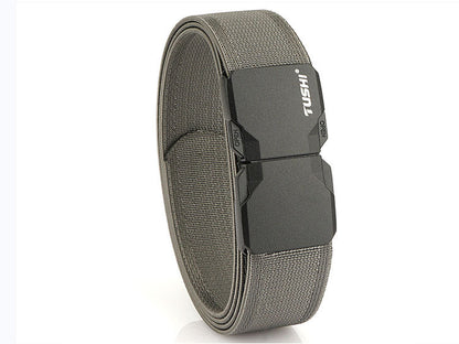Men's Tactical Commute Belt With Alloy Buckle And Dyed Black Braid Surface Finish