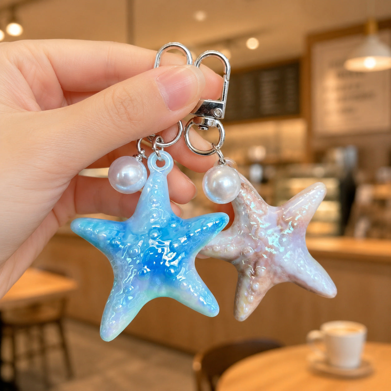 Ocean Valentine's Day Natural Pink Key Chain In Acrylic Material, Perfect Gift For Loved Ones