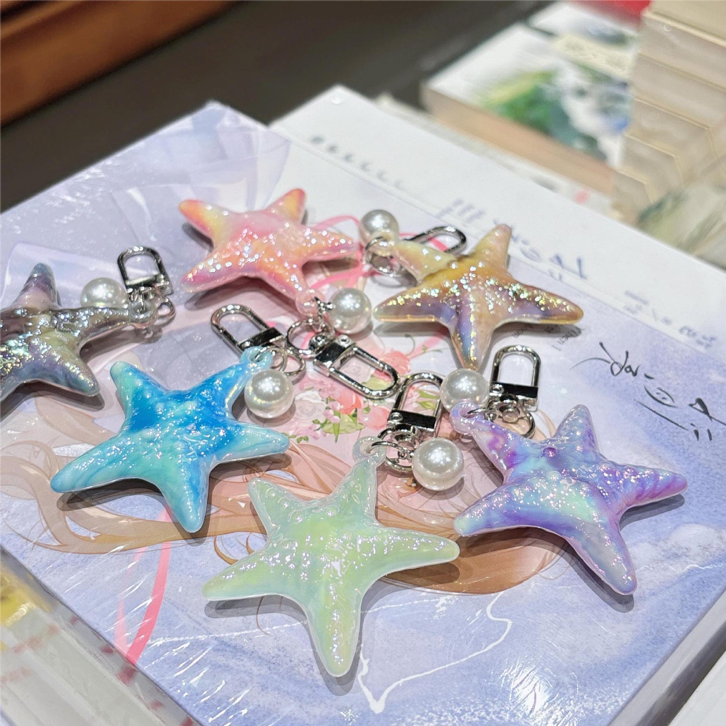 Ocean Valentine's Day Natural Pink Key Chain In Acrylic Material, Perfect Gift For Loved Ones