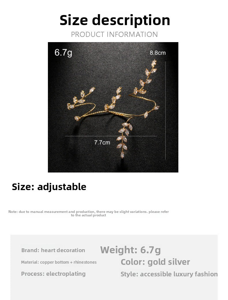 Silver Leaves Alloy Bangle For Women With Electroplated Finish And Zircon Inlay