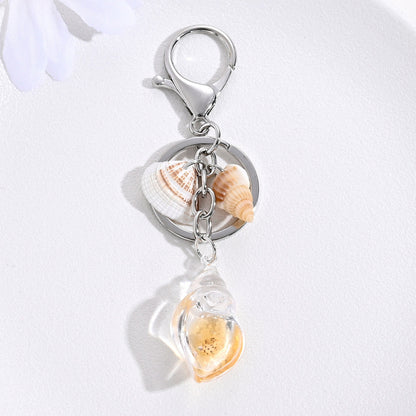 Conch Key Chain Featuring Shell Inlay And Durable Alloy Material