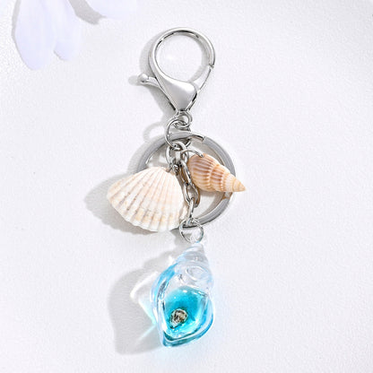 Conch Key Chain Featuring Shell Inlay And Durable Alloy Material