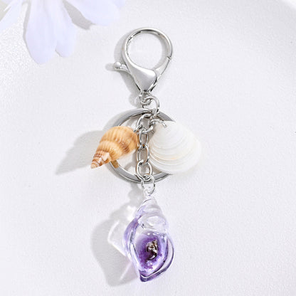 Conch Key Chain Featuring Shell Inlay And Durable Alloy Material