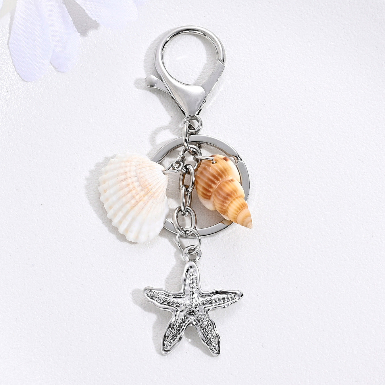 Conch Key Chain Featuring Shell Inlay And Durable Alloy Material