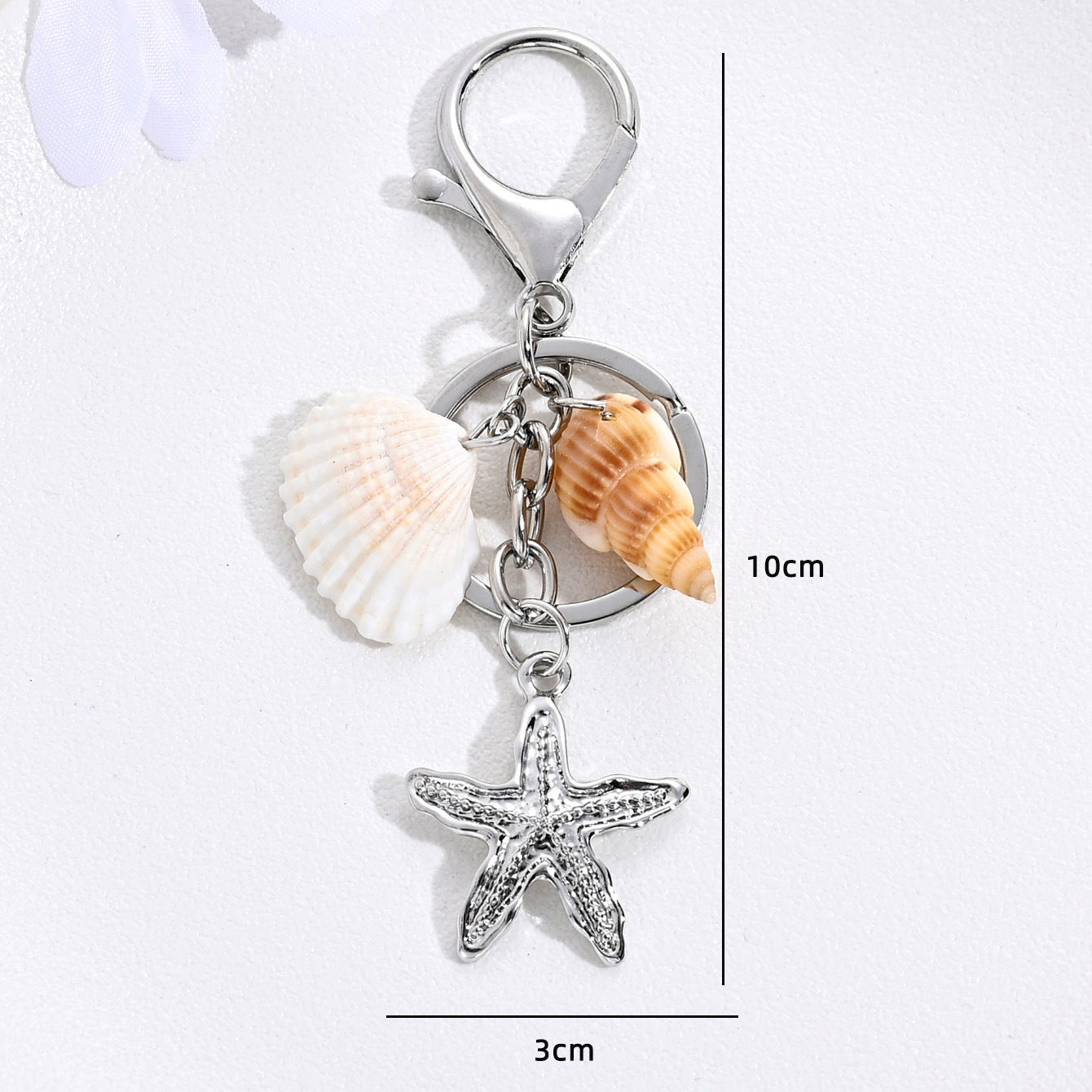 Conch Key Chain Featuring Shell Inlay And Durable Alloy Material