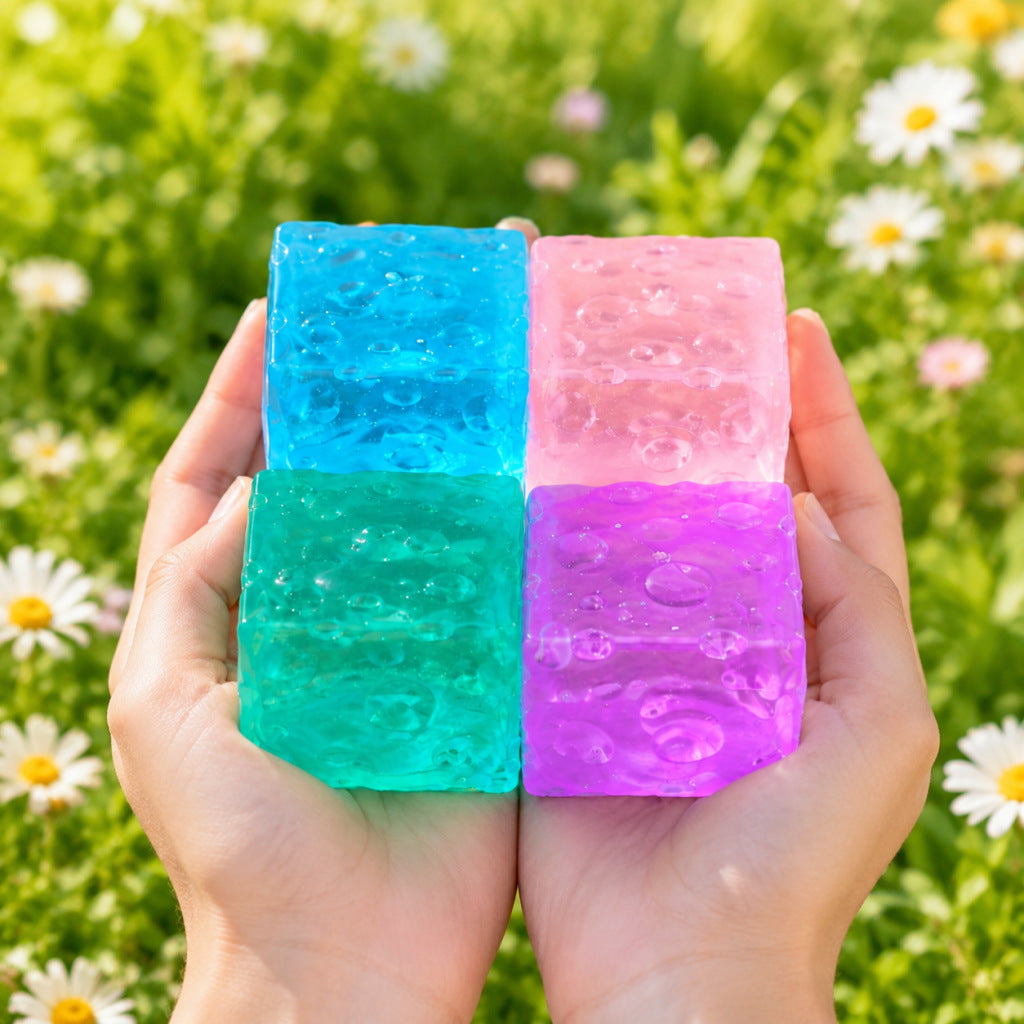 Square Transparent Squishy Toy Made Of Soft TPR Material For Stress Relief And Sensory Play