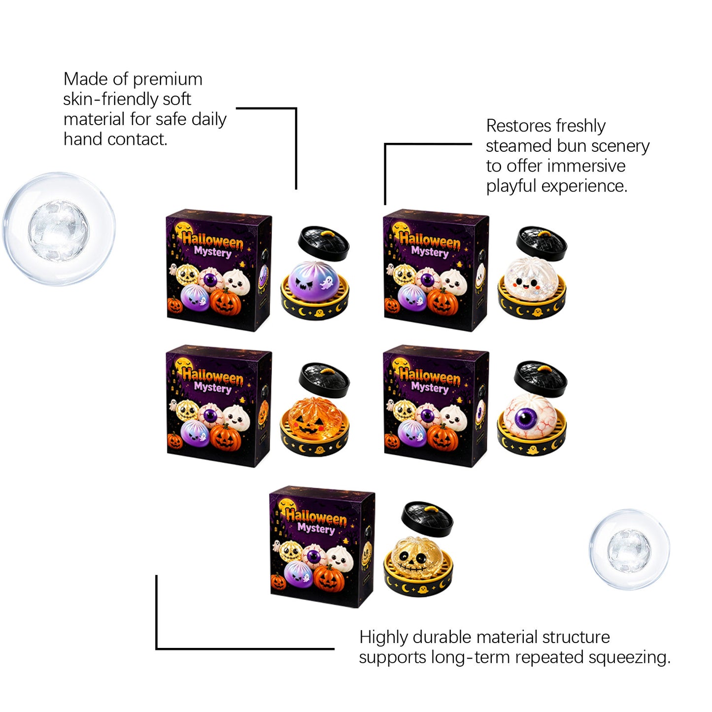 Halloween Skull Squishy Toy Made Of TPR, Novelty Gold Stress Relief Toy For Halloween