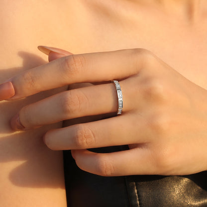Geometric Rings For Women In Titanium Steel With 18K Real Gold Electroplated Finish Featuring Rhinestone Inlay