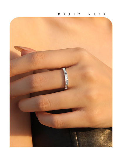 Geometric Rings For Women In Titanium Steel With 18K Real Gold Electroplated Finish Featuring Rhinestone Inlay