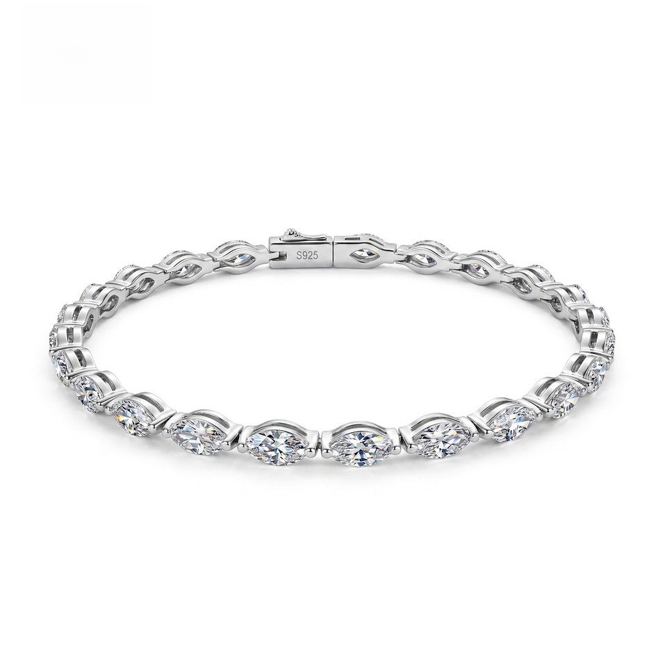 Horse Eye Bracelet For Women In Hip-Hop Style With 925 Sterling Silver Tennis Chain And Moissanite Inlay