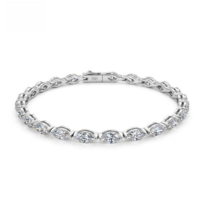 Horse Eye Bracelet For Women In Hip-Hop Style With 925 Sterling Silver Tennis Chain And Moissanite Inlay