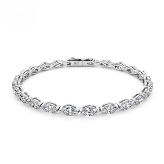 Horse Eye Bracelet For Women In Hip-Hop Style With 925 Sterling Silver Tennis Chain And Moissanite Inlay