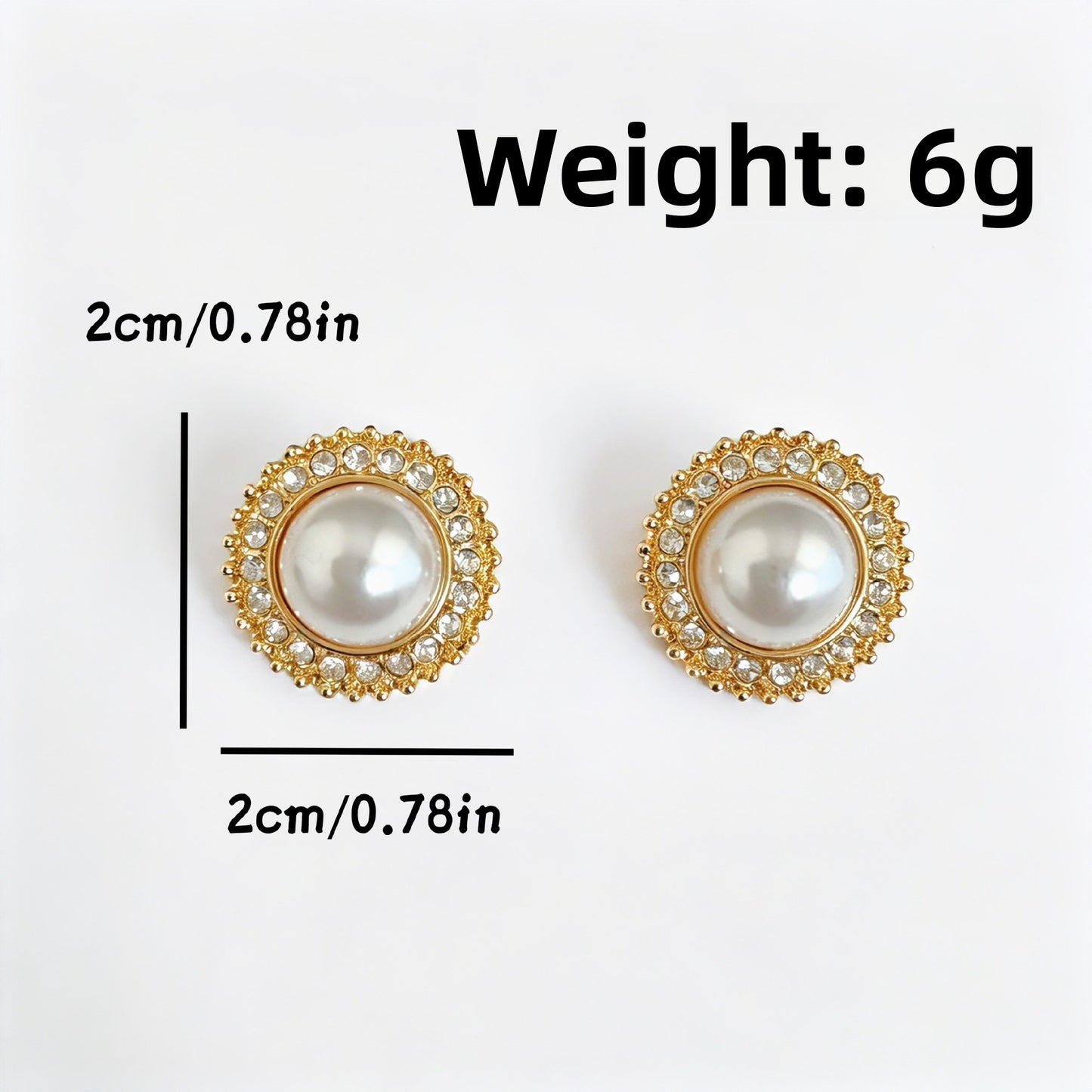 Round Stud Earrings For Unisex Featuring Electroplated Alloy With 925 Sterling Silver Posts And Artificial Pearl Inlay