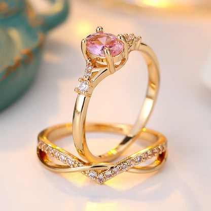 Women’s Crossover Twist Rings In Electroplated Copper Featuring Zircon Inlay