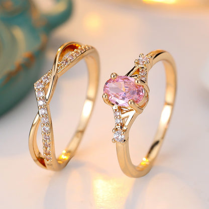 Women’s Crossover Twist Rings In Electroplated Copper Featuring Zircon Inlay