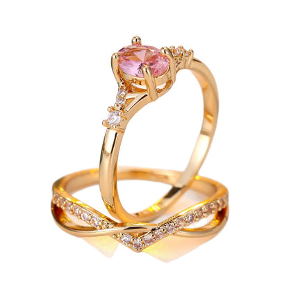 Women’s Crossover Twist Rings In Electroplated Copper Featuring Zircon Inlay