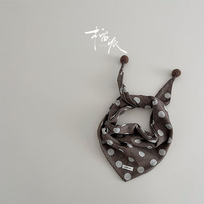 Kid's Polka Dots Triangle Scarf In Sky Blue Acrylic, Perfect For Autumn