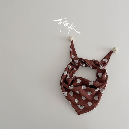 Kid's Polka Dots Triangle Scarf In Sky Blue Acrylic, Perfect For Autumn