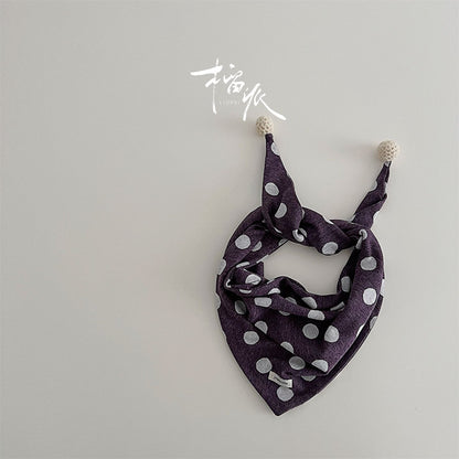 Kid's Polka Dots Triangle Scarf In Sky Blue Acrylic, Perfect For Autumn