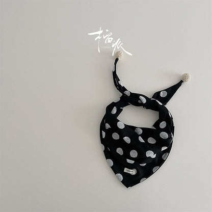 Kid's Polka Dots Triangle Scarf In Sky Blue Acrylic, Perfect For Autumn