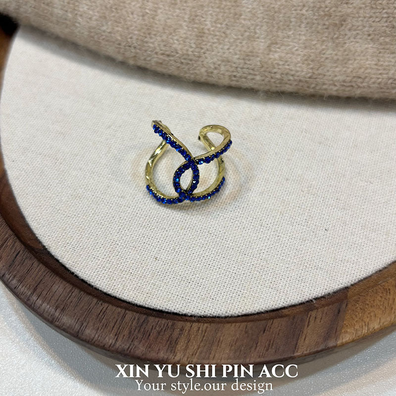 Vintage Style Star Ring For Women In Blue Alloy With Electroplated Finish