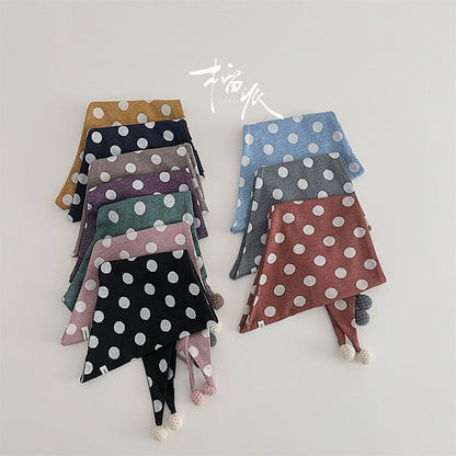 Kid's Polka Dots Triangle Scarf In Sky Blue Acrylic, Perfect For Autumn