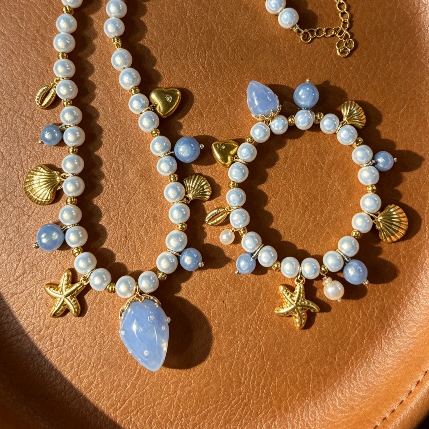Marine Style Braid Shell Necklace For Women With Mixed Materials And Beaded Chain