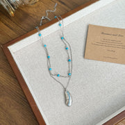 Feather Double Layer Necklace-X6517B