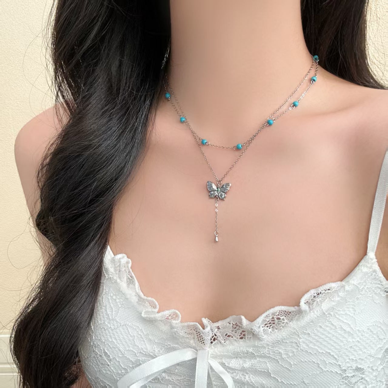Double Layer Cross Necklaces For Women In Copper With Electroplated Finish And Copper Pendant