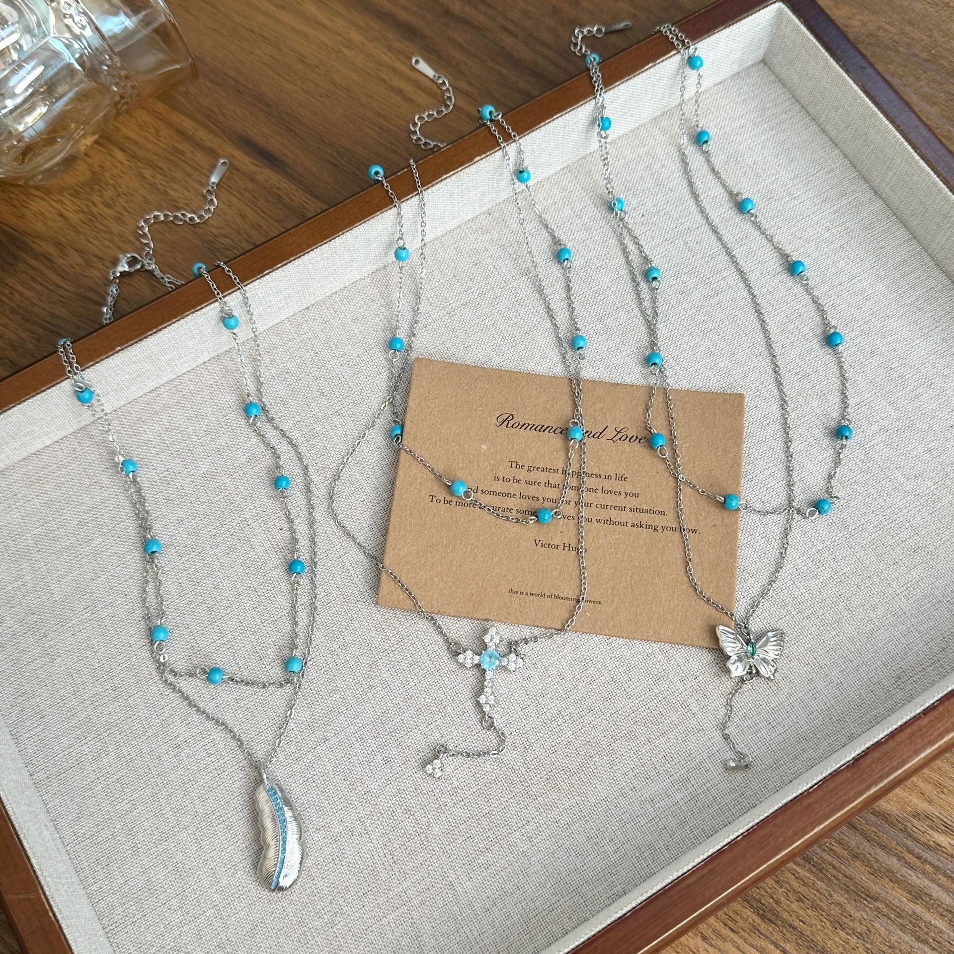 Double Layer Cross Necklaces For Women In Copper With Electroplated Finish And Copper Pendant