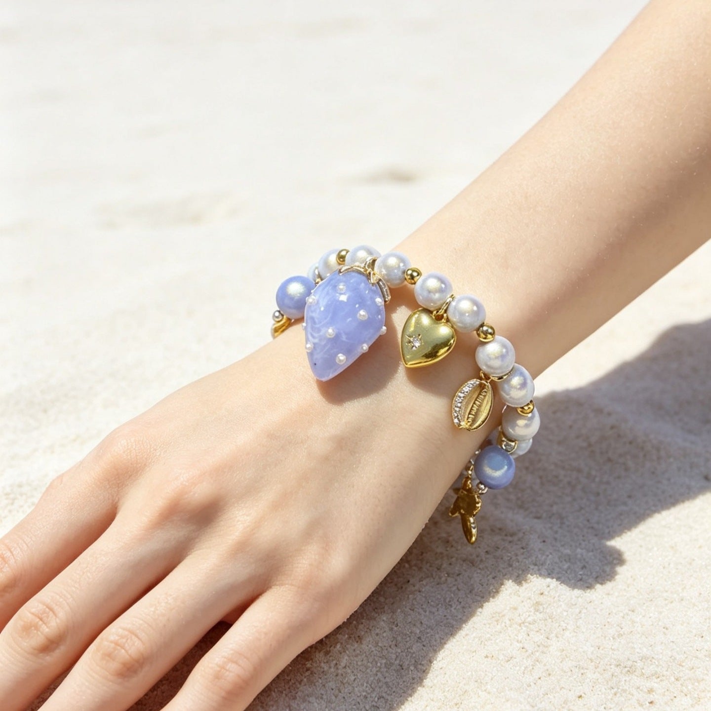 Marine Style Braid Shell Necklace For Women With Mixed Materials And Beaded Chain