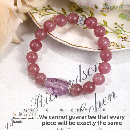 Women's Light Purple Crystal Bracelet Featuring Beading Craft, Perfect For Daily Wear