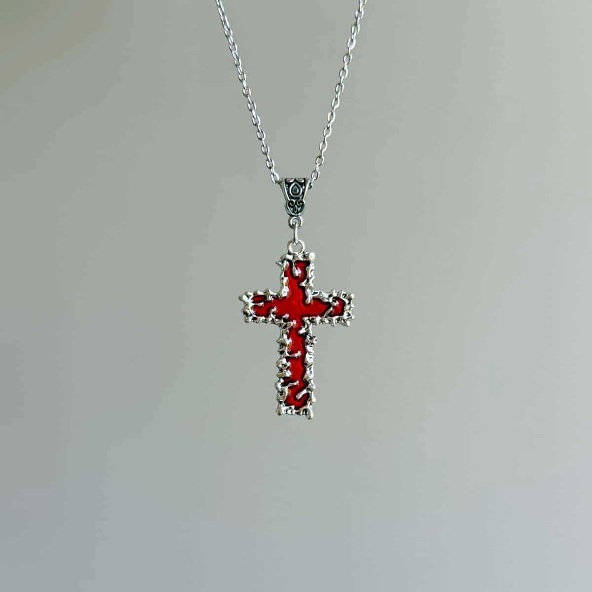 Cross Pendant Necklace In Zinc Alloy With Electroplated Gold Plating, Featuring Punk Style For Unisex