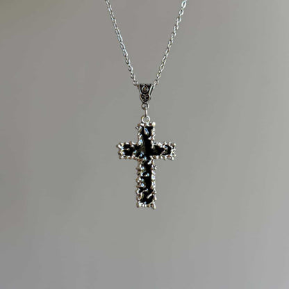 Cross Pendant Necklace In Zinc Alloy With Electroplated Gold Plating, Featuring Punk Style For Unisex