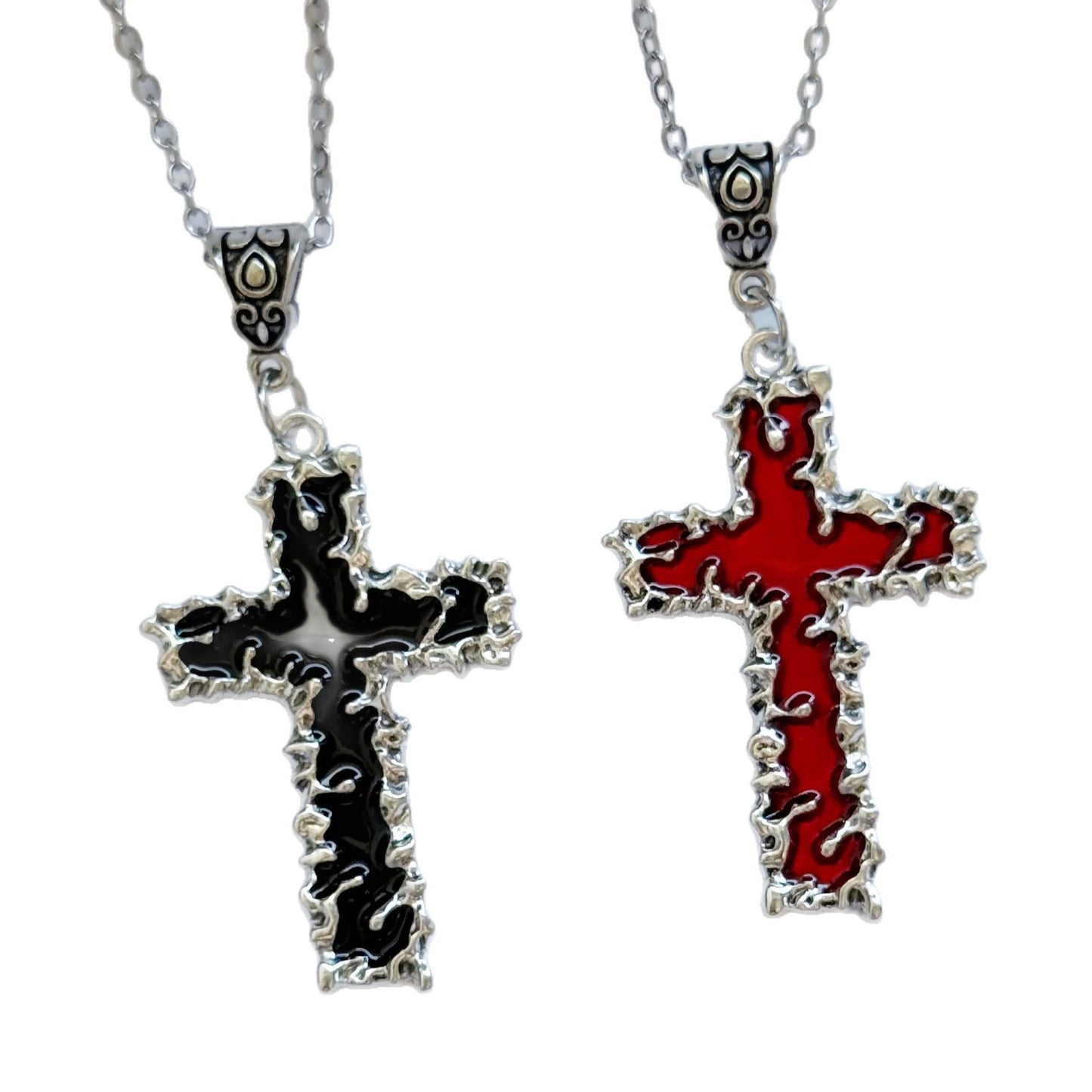 Cross Pendant Necklace In Zinc Alloy With Electroplated Gold Plating, Featuring Punk Style For Unisex