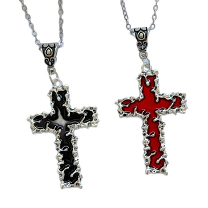 Cross Pendant Necklace In Zinc Alloy With Electroplated Gold Plating, Featuring Punk Style For Unisex