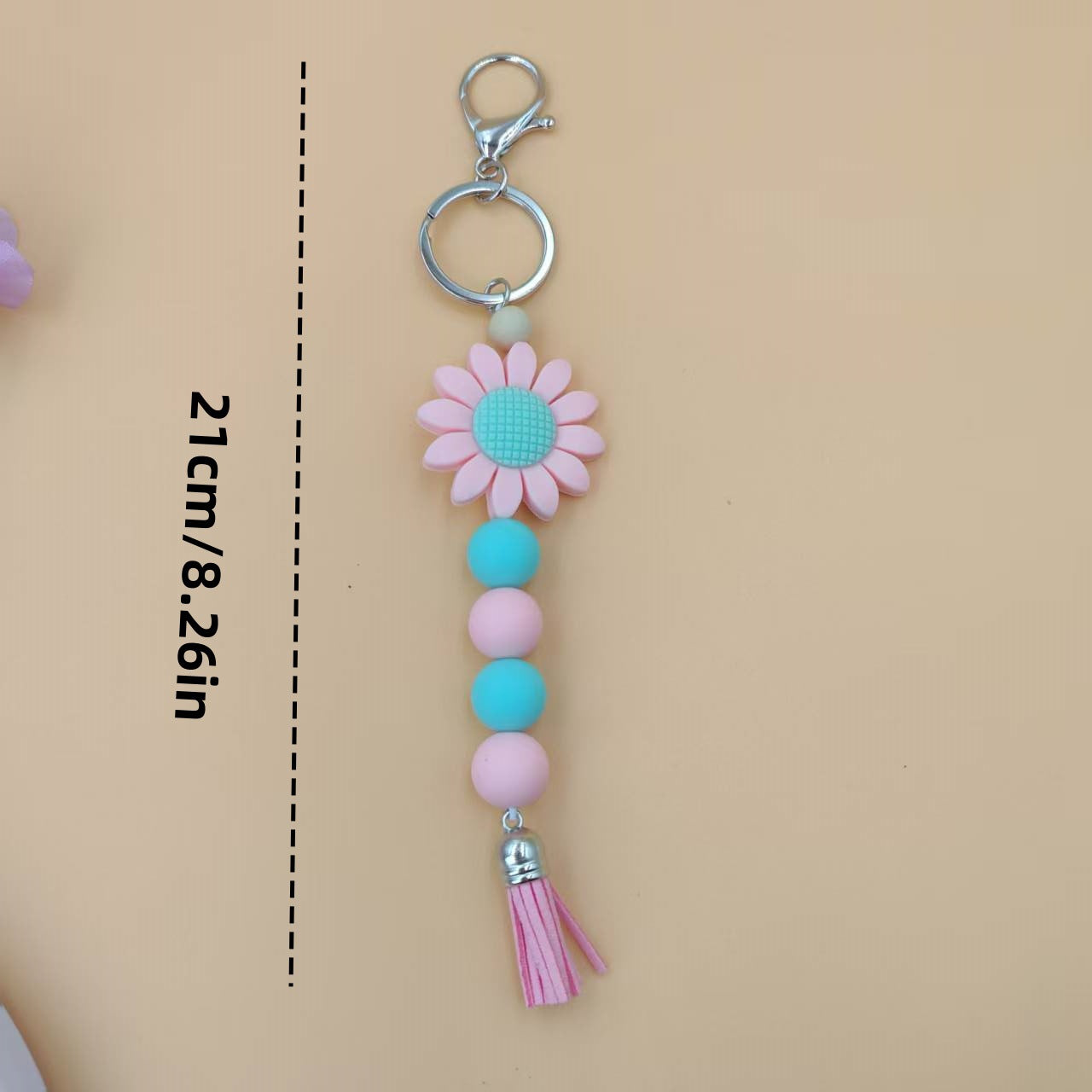 Blue Sunflower New Year Key Chain With Silica Gel Bag Charm Accessory