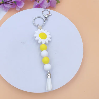 Blue Sunflower New Year Key Chain With Silica Gel Bag Charm Accessory