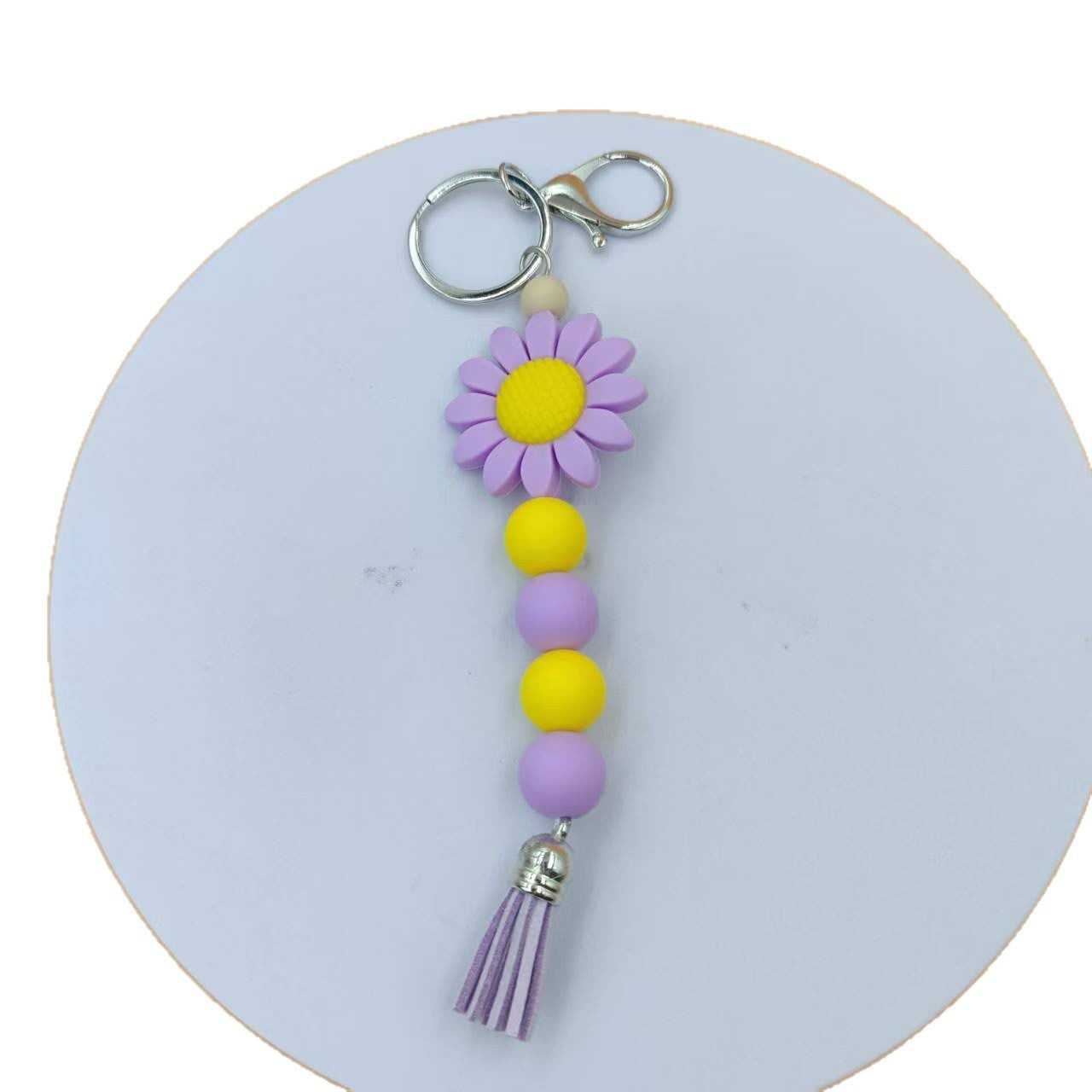 Blue Sunflower New Year Key Chain With Silica Gel Bag Charm Accessory